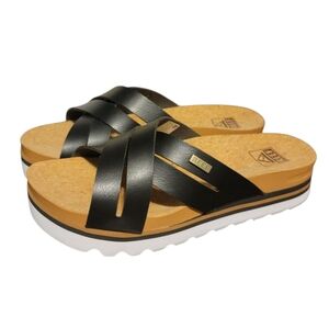 Reef Womens Cushion Bloom Hi Slide‎ Black Sandals Size 7